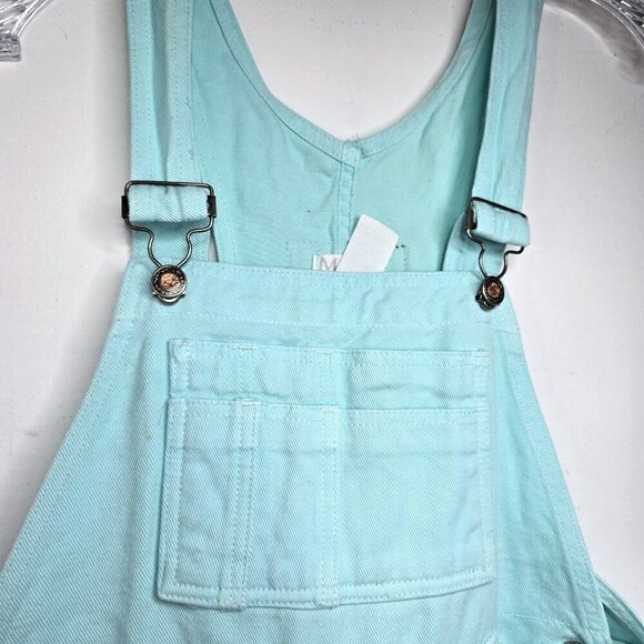 VTG MODA INTL Aqua Teal Denim OVERALLS Jumpsuit M USA 100% Cotton - Picture 4 of 10